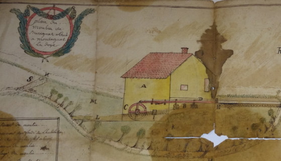 Extrait d'un vieux plan du moulin d'origine